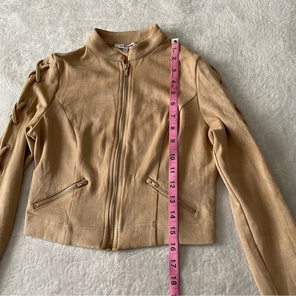 Fashion Nova Faux Suede Lace Up Sleeve Cropped Waist Jacket - Picture 7 of 10